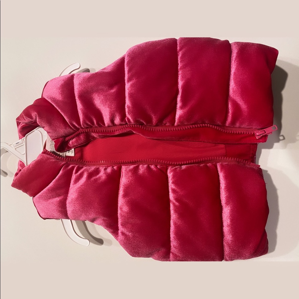 Girls Pink Velvet Puffer Vest!